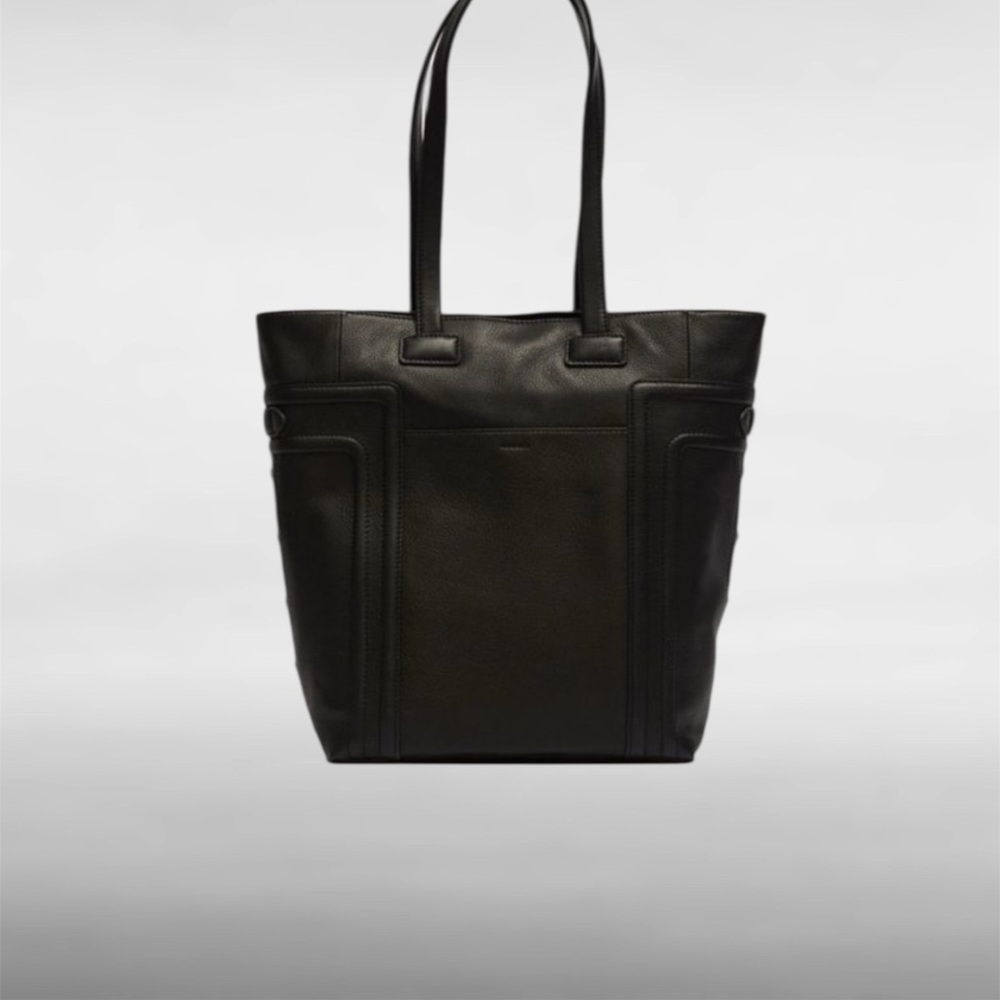 Elegant Black Leather Tote Bag